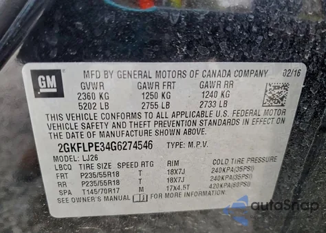 2016 GMC Terrain Slt from USA, damaged, VIN 2GKFLPE34G6274546